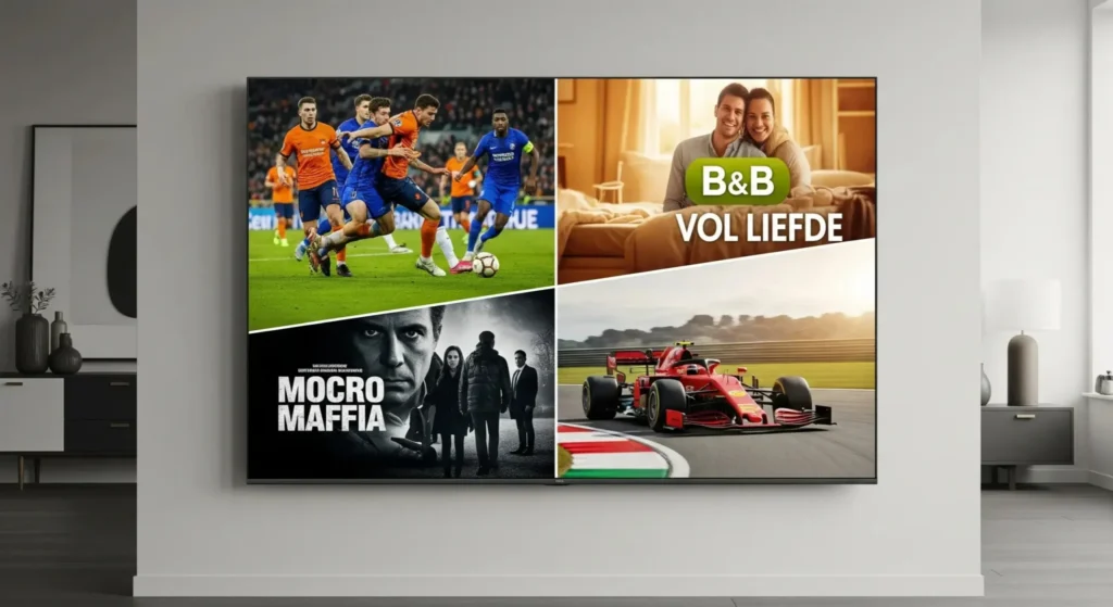 l'application sur LG WebOS — interface de streaming avec EPG et catalogue VOD